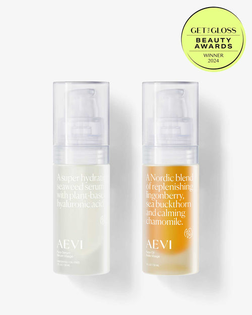 Aevi Hydrate and Nourish Duo – hyaluronic acid serum and nourishing face oil set
